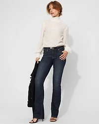 Jacquard + Gold Clip Mock Neck Blouse