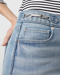 High-Rise Horsebit Skinny Flare Jeans