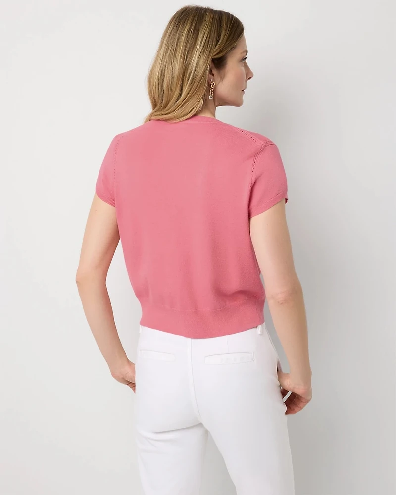 Short Sleeve Button Front Cardigan