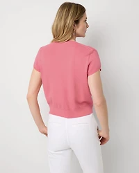 Short Sleeve Button Front Cardigan