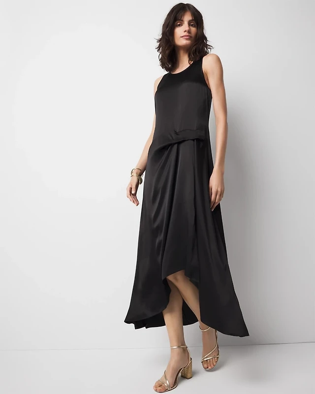 chinese dress ladies Aurelia Satin V-Neck Midi Dress