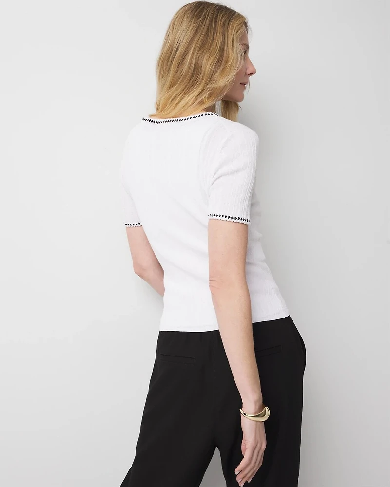 Braided Trim Cardigan Sweater