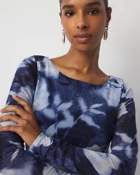 Petite Floral Mesh Midi Dress