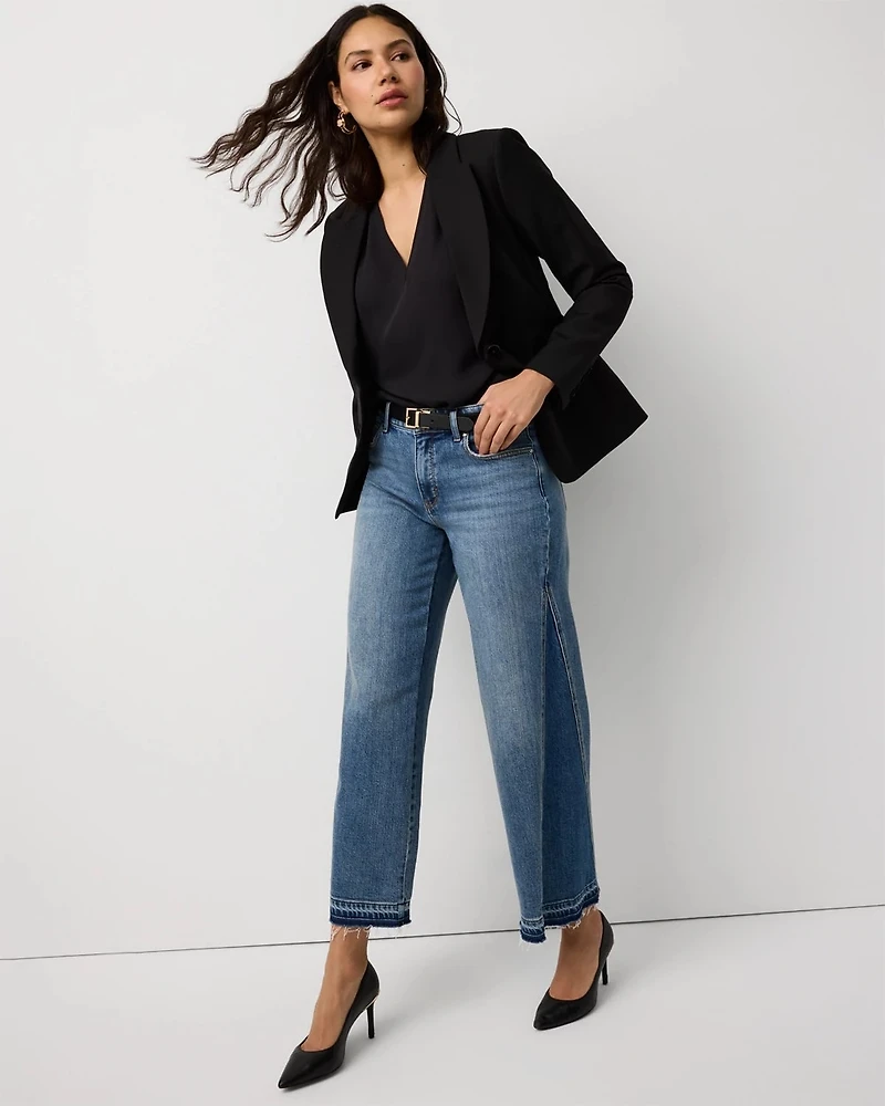 Raw Hem High Rise Wide Leg Jean