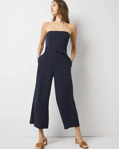 Belted Wide Leg Cropped Jumpsuit