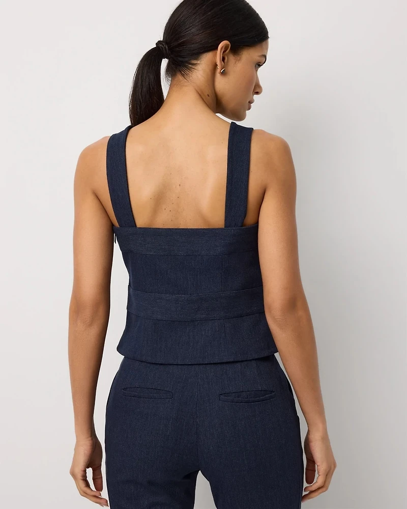 Denim-Look Wrap Detail Bustier