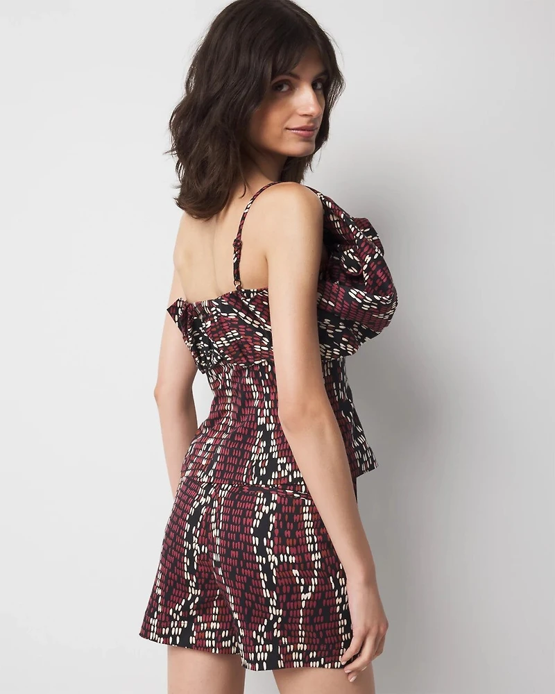 One-Shoulder Drama Sateen Bustier