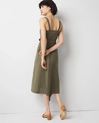 Petite Asymmetric Trench Midi Dress