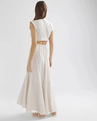 Seersucker Cutout Midi Dress