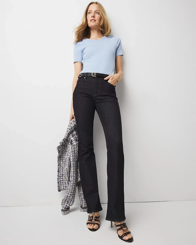 WHBM FORME™ Ribbed Stretch Button Shoulder Tee