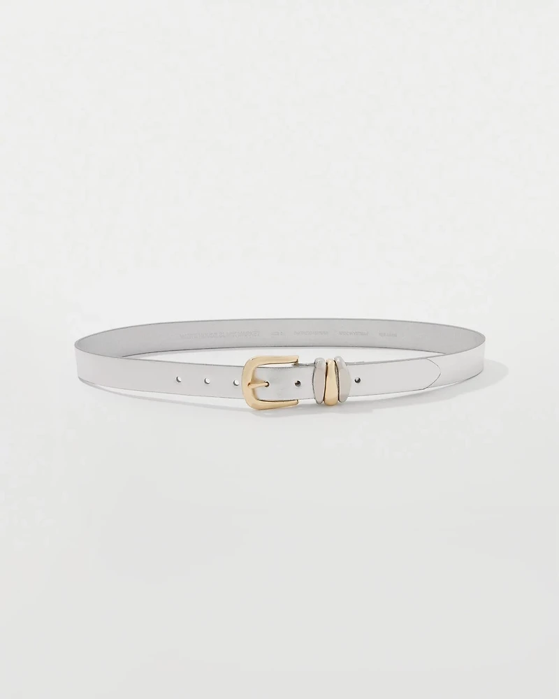 Metallic Faux Leather Belt