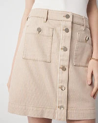 Petite Striped Patch Pocket A-Line Skirt