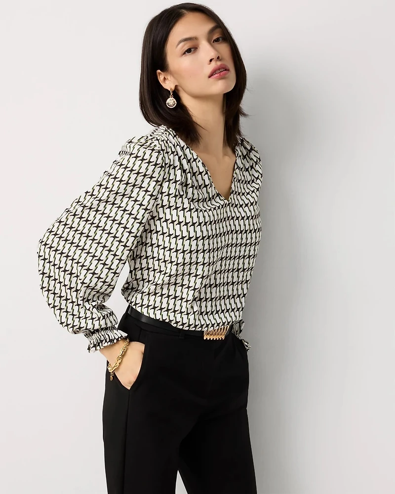 V-neck Crepe Blouse
