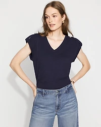 V-Neck Tee with Epaulets