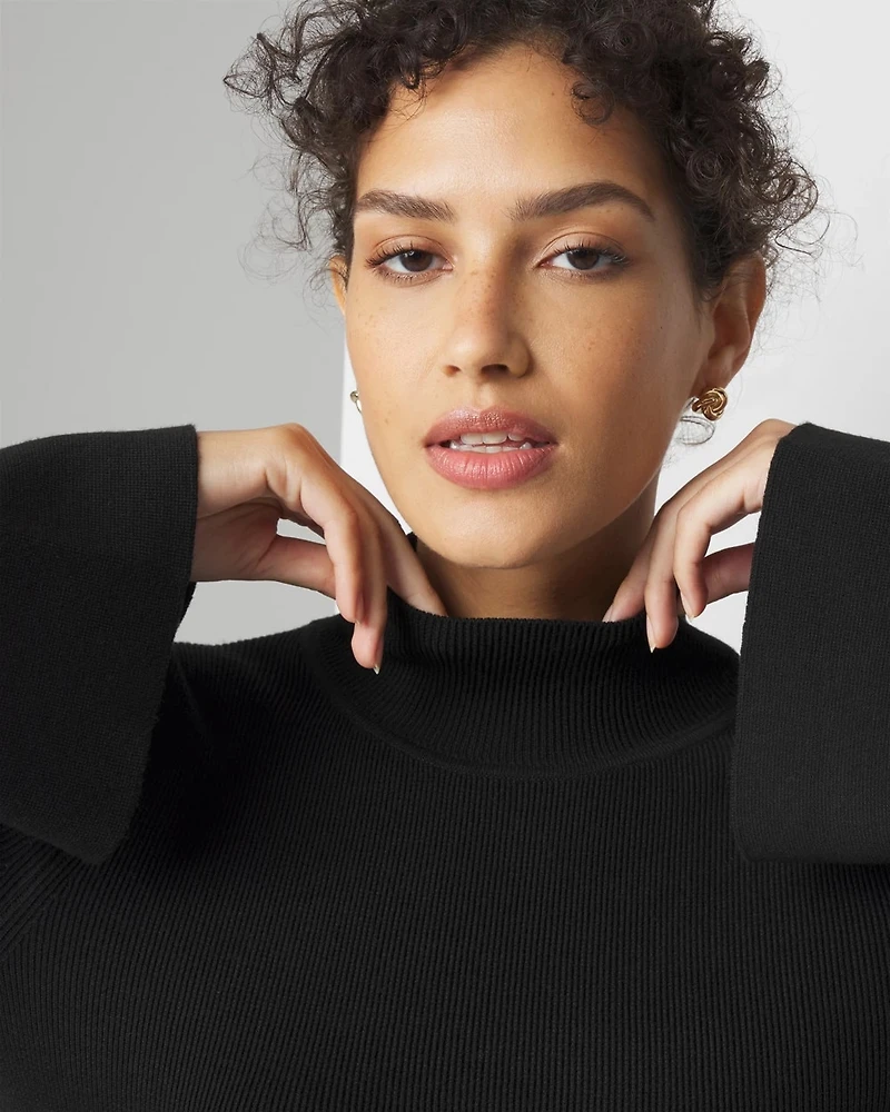 Bell Sleeve Mock Neck Sweater