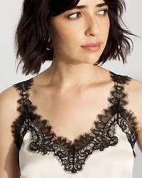 Lace Trimmed Satin Camisole