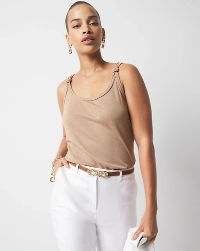 Metallic Knotted Shoulder Tank