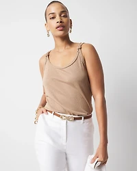 Metallic Knotted Shoulder Tank