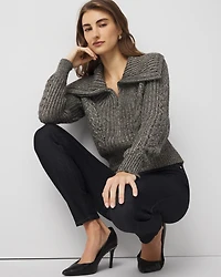 Half Zip Metallic Knit Sweater