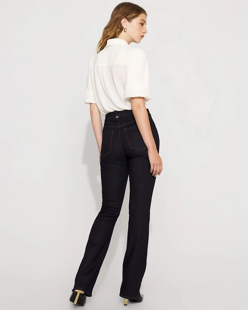 High-Rise Tab-Waist Bootcut Jean