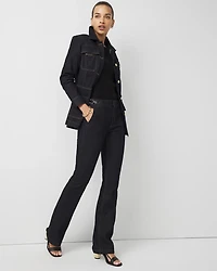 Petite Faux Leather Detail Bootcut Jean