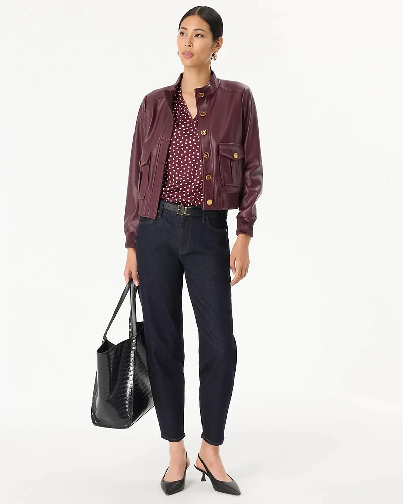 Faux Leather Bomber Jacket