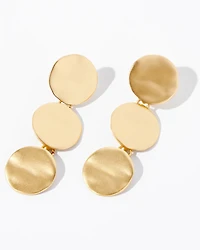 Goldtone Wavy Disc Linear Earrings