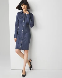 Long Sleeve Faux Suede Shacket Dress