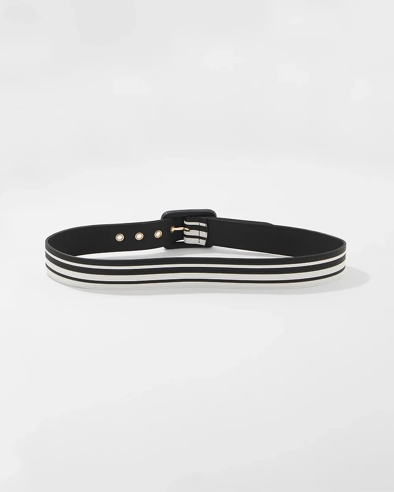 Black +White Faux Leather Belt
