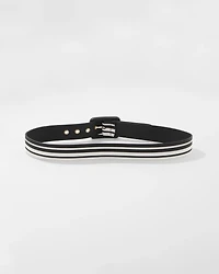 Black +White Faux Leather Belt
