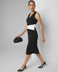 Sleeveless Cross-Front Sheath Dress