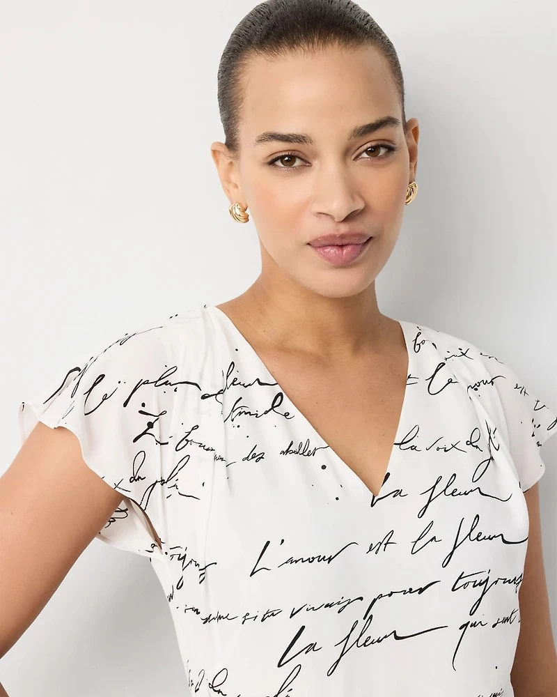 Petite Satin Blouse Sheath Dress