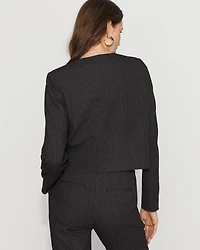 Collarless Button Front Jacket