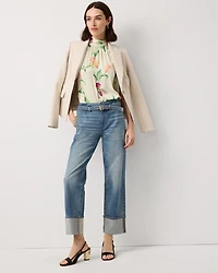 Cuffed High Rise Straight Ankle Jean