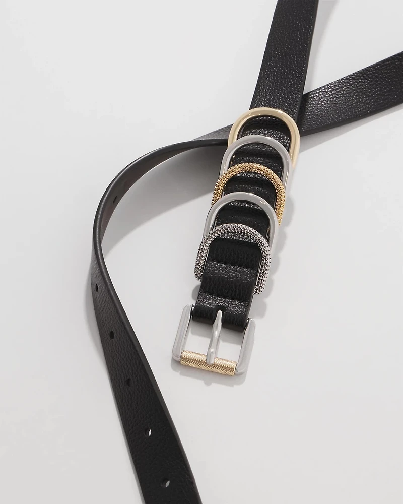 Textured Mixed Metal Skinny Belt