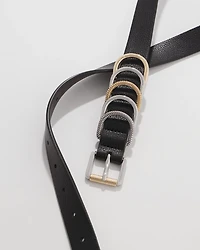 Textured Mixed Metal Skinny Belt