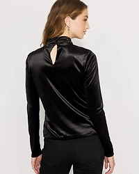 WHBM FORME™ All Ways Stretch Twist Neck Velvet Top