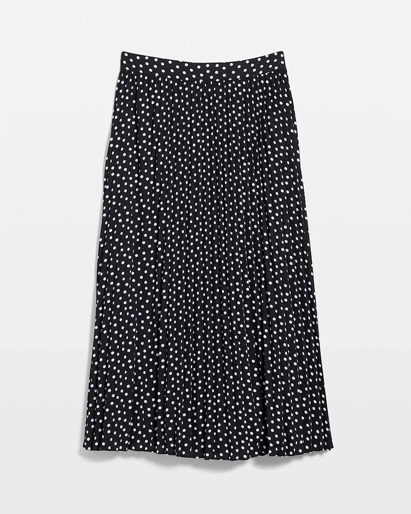 Pleated Crepe Midi Skirt
