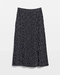 Pleated Crepe Midi Skirt