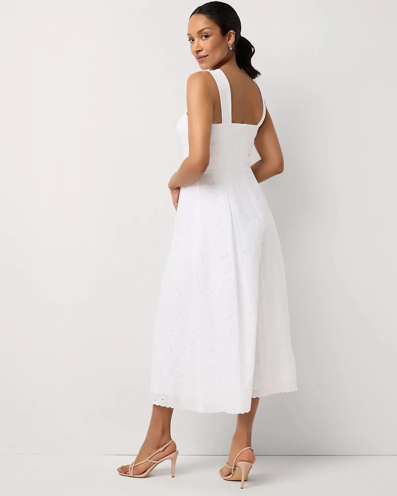 Embroidered Cotton Midi Dress