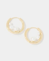 Gold + Pearl Hoop Earrings