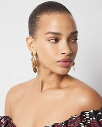 Gold Hammered Disc Drop Earrings