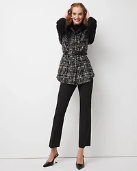 Convertible Faux Fur Sequin Tweed Vest