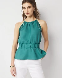 Linen-Blend Halter Top