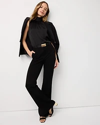 Bow Back Satin Halter Blouse