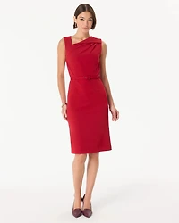Knit Crepe Belted Sheath Dress