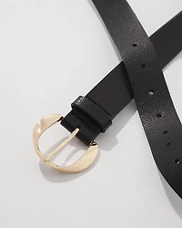 Twist Buckle Faux Leather Belt
