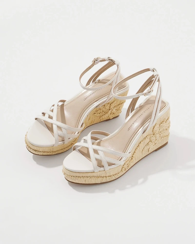 Embroidered Raffia Wedge