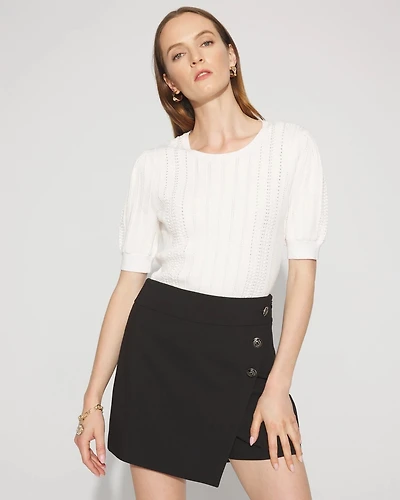 Pointelle Puff Sleeve Sweater