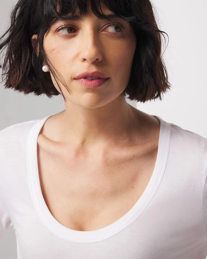 Cotton Modal Ruched Sleeve Tee